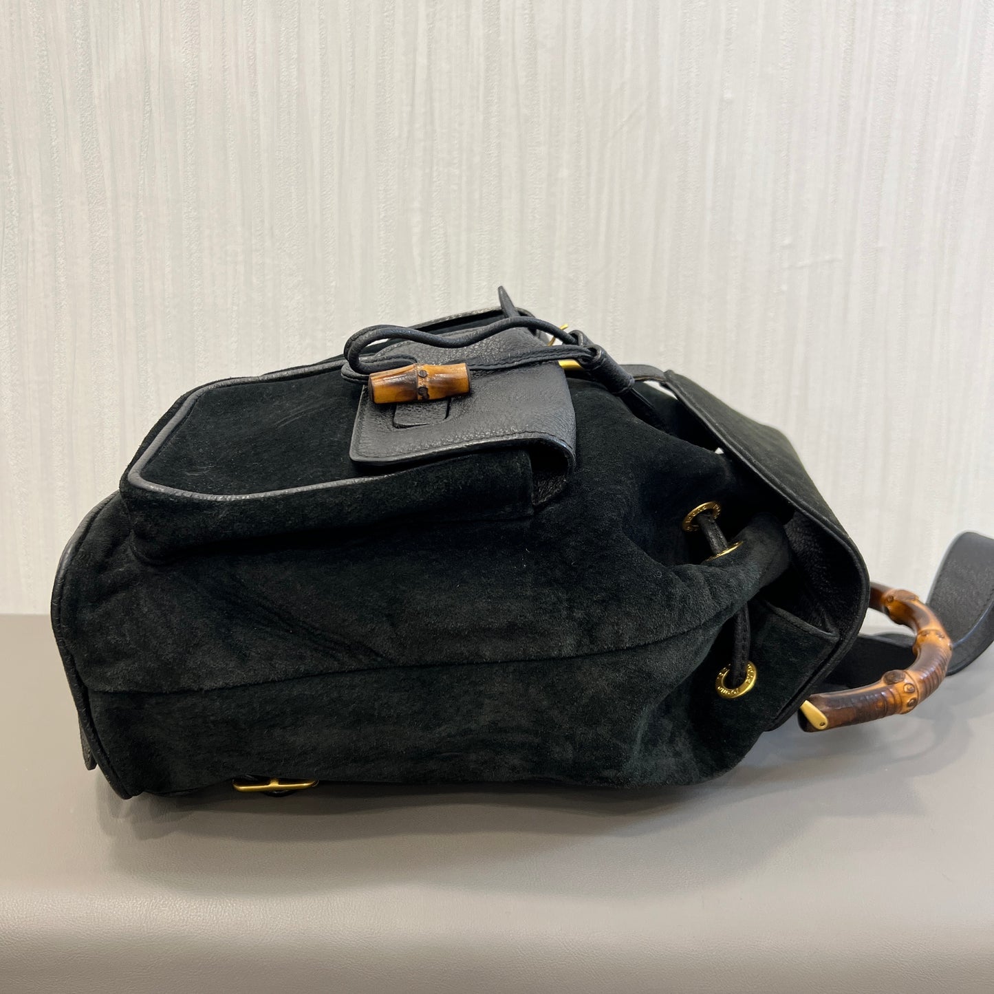 Gucci 竹节绒面革双肩包 [二手]