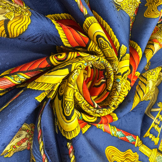 HERMÈS 90cm "Patterned & Carousel" Silk Scarf [Pre-Owned]