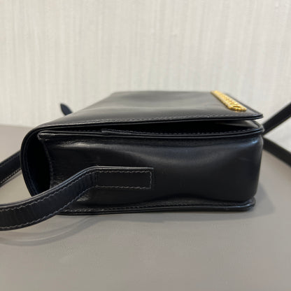グッチ ブラック ゴールド トラペゾイド ボックス クロスボディバッグ 【中古】