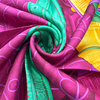 Hermès 90 真丝围巾“Selles à Housse”[二手]