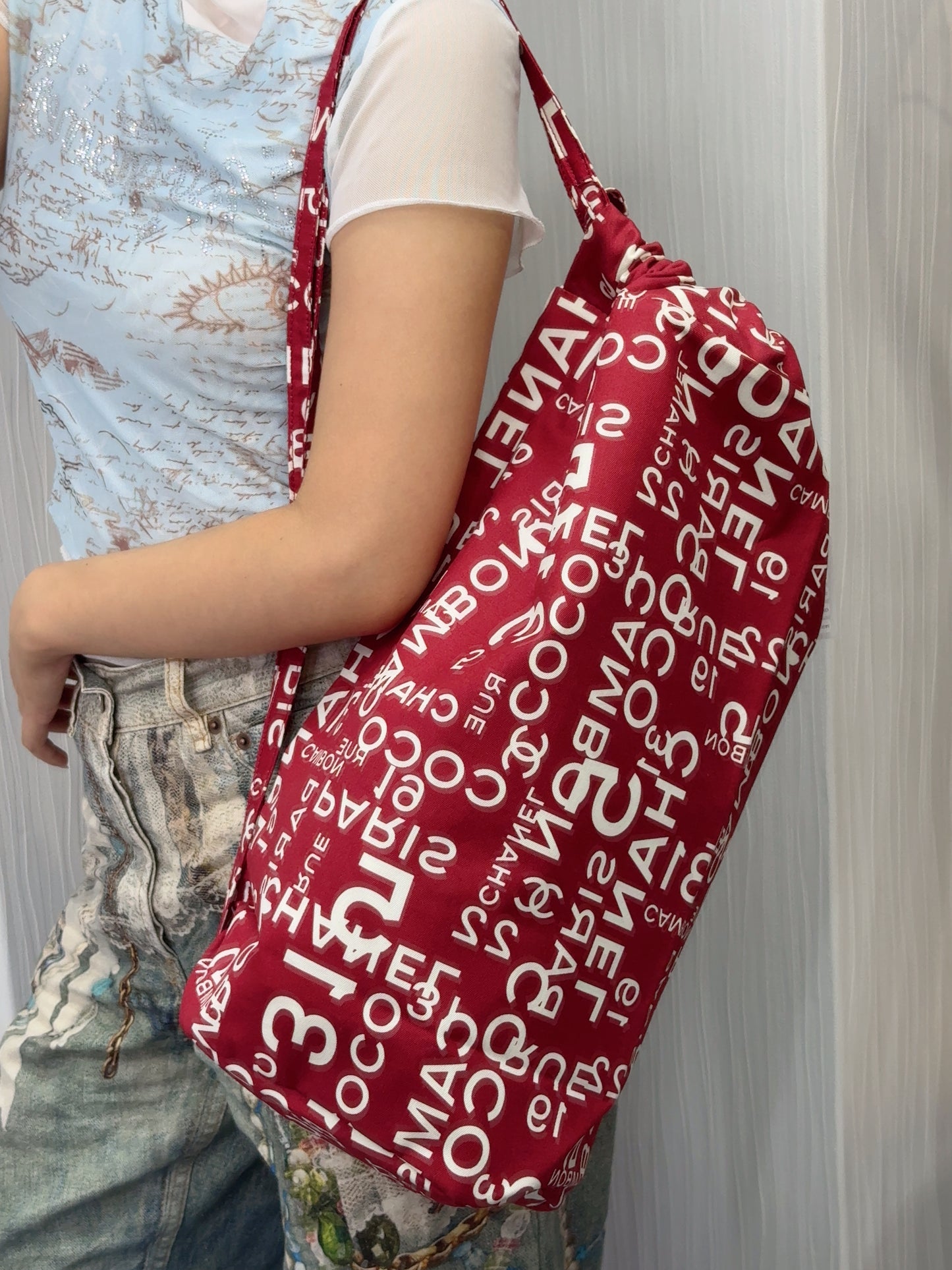 Chanel Red Canvas Shoulder Bag [Pre-Owned]