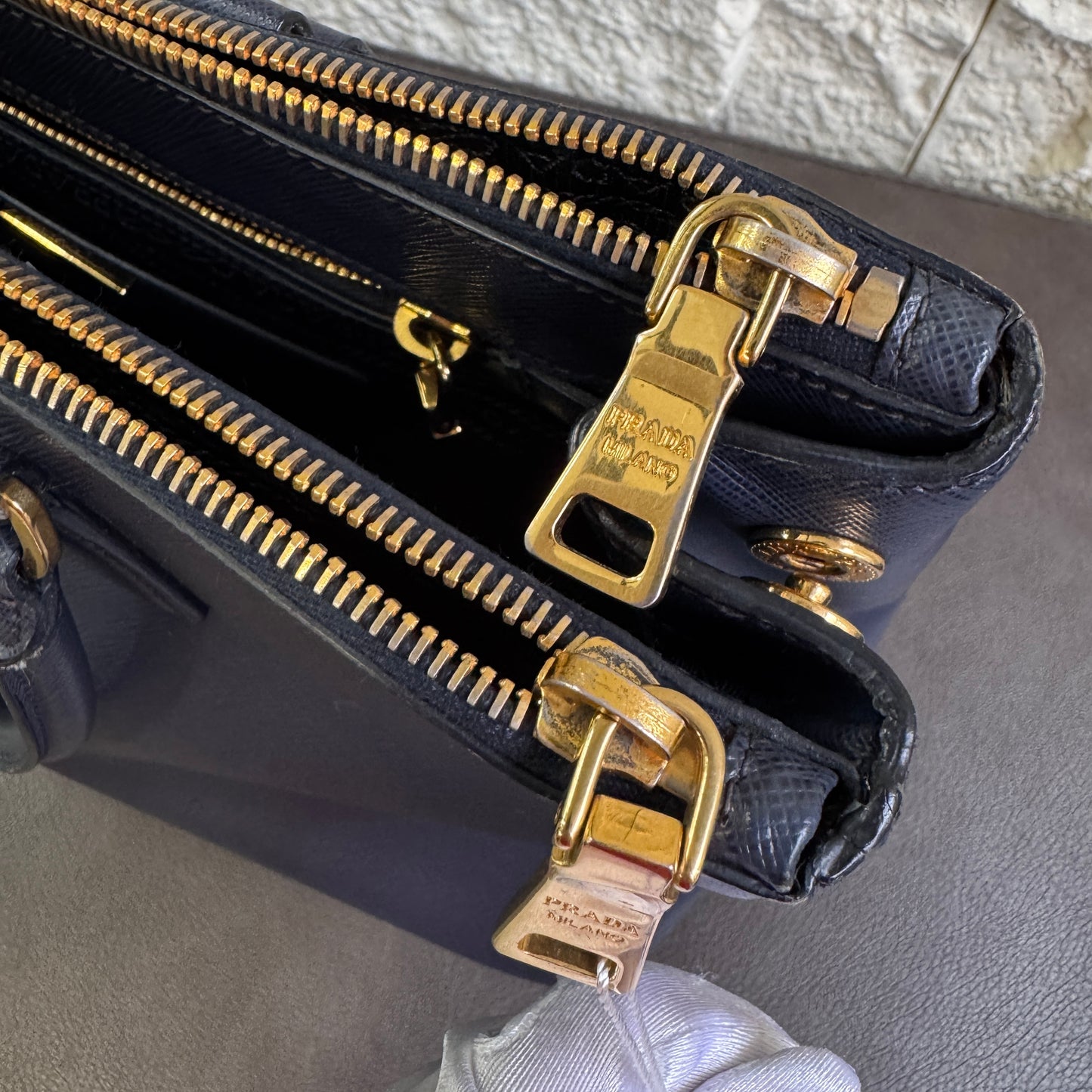 PRADA Blue Leather Galleria Bag [Pre-Owned]