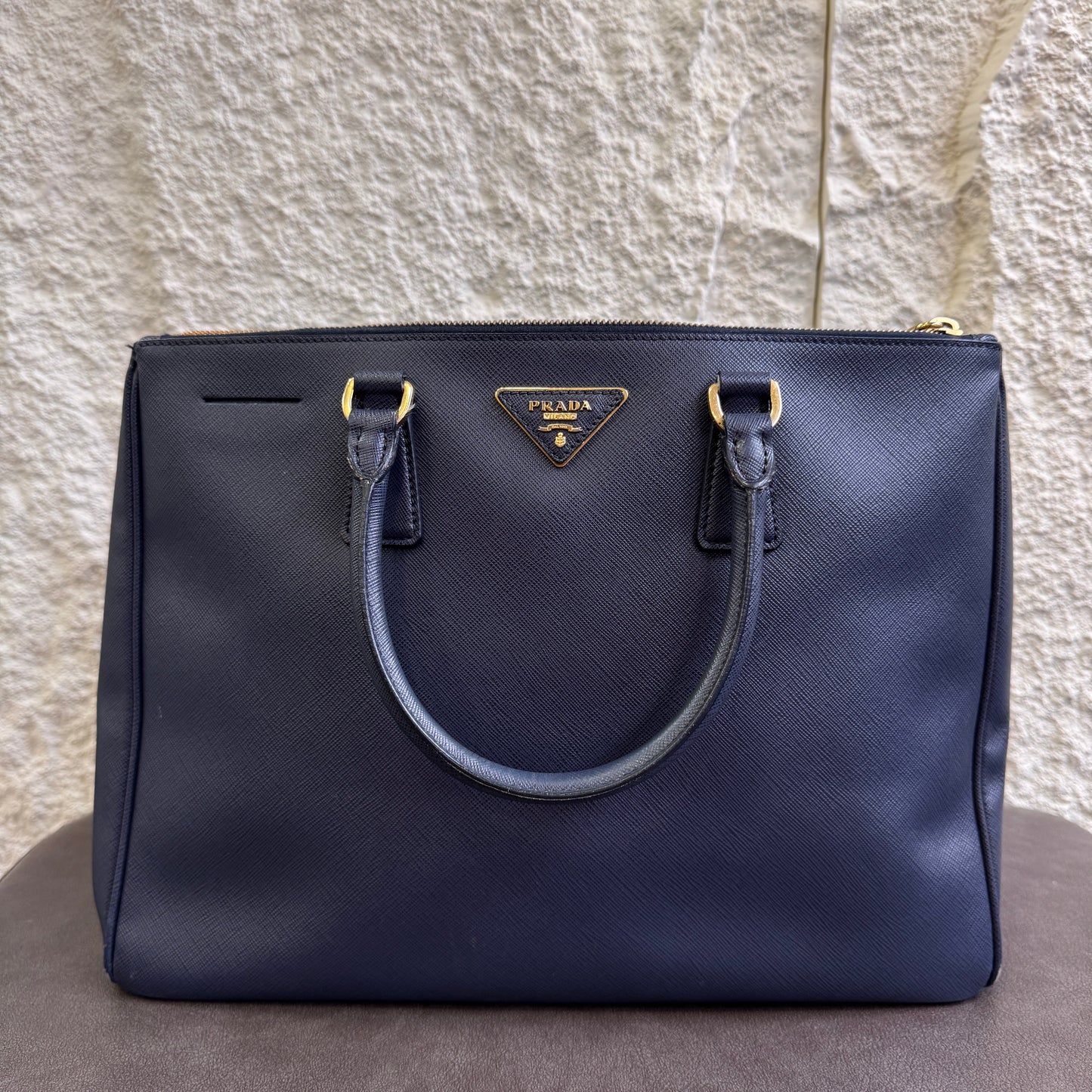 PRADA Blue Leather Galleria Bag [Pre-Owned]