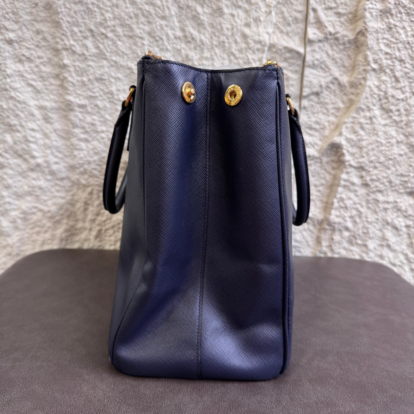 PRADA Blue Leather Galleria Bag [Pre-Owned]
