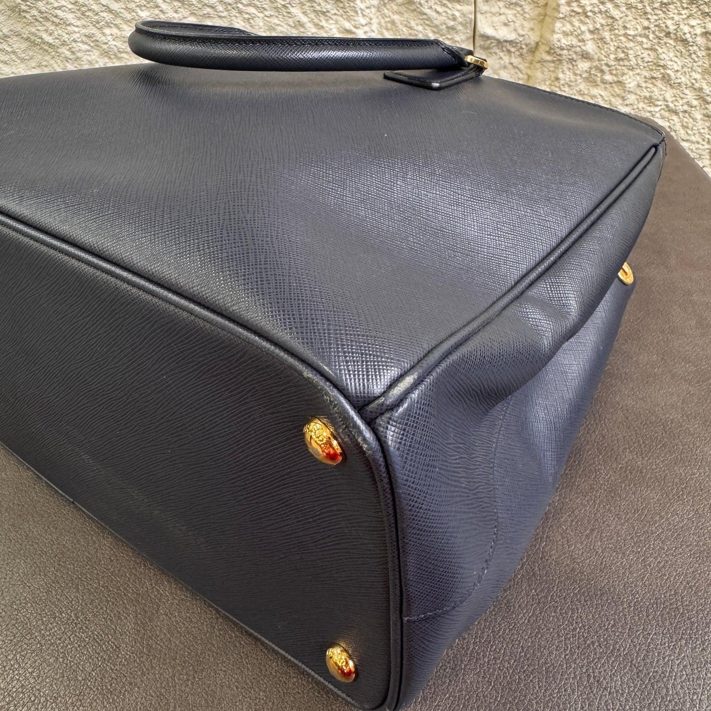 PRADA Blue Leather Galleria Bag [Pre-Owned]