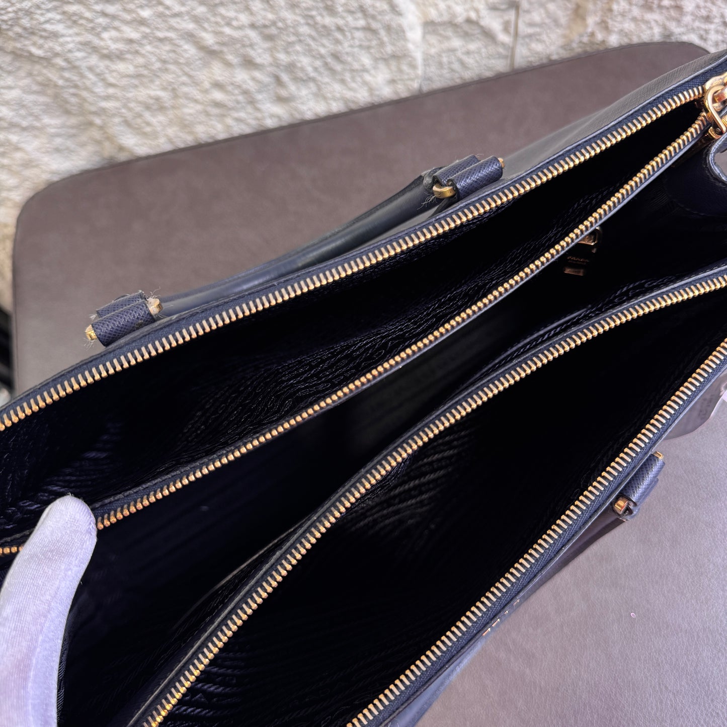 PRADA Blue Leather Galleria Bag [Pre-Owned]