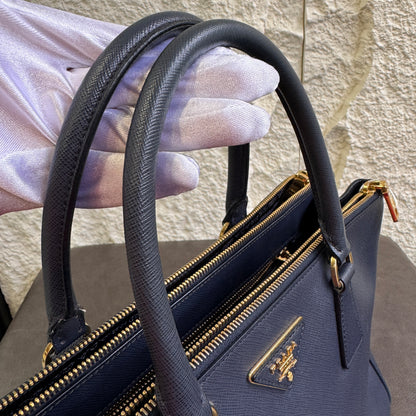 PRADA Blue Leather Galleria Bag [Pre-Owned]