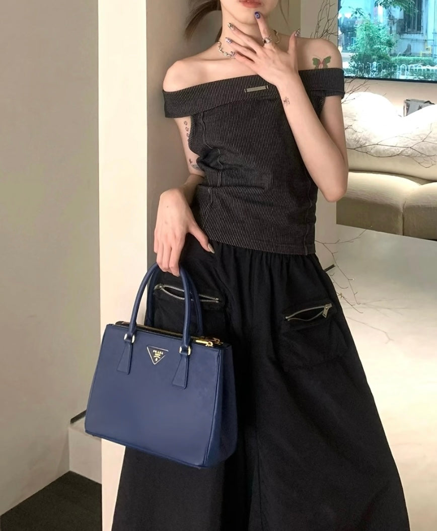 PRADA Blue Leather Galleria Bag [Pre-Owned]