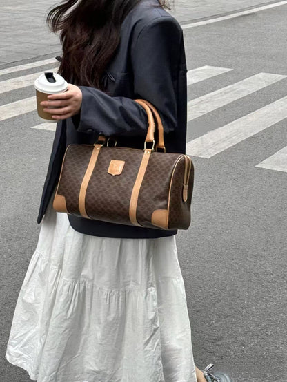 CELINE Macadam Monogram Boston Handbag [Pre-Owned]