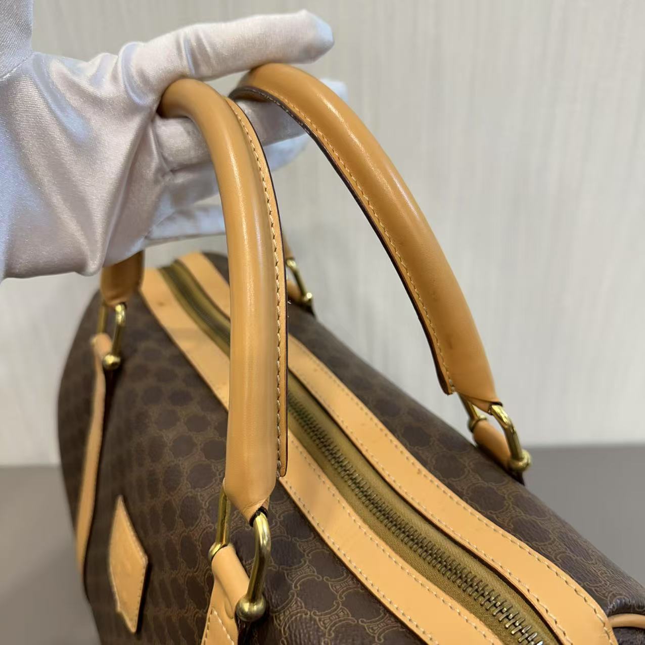 CELINE Macadam Monogram Boston Handbag [Pre-Owned]