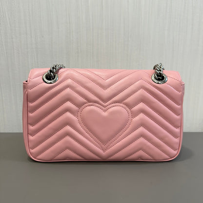 GUCCI 粉色银色 Marmont 25 单肩包 [二手]