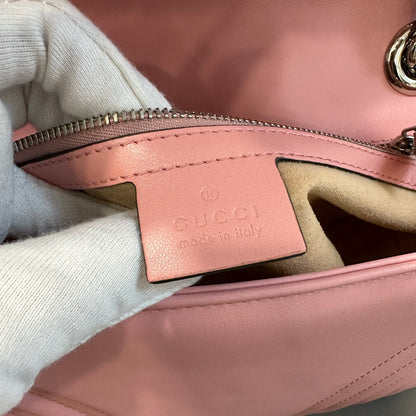 GUCCI 粉色银色 Marmont 25 单肩包 [二手]