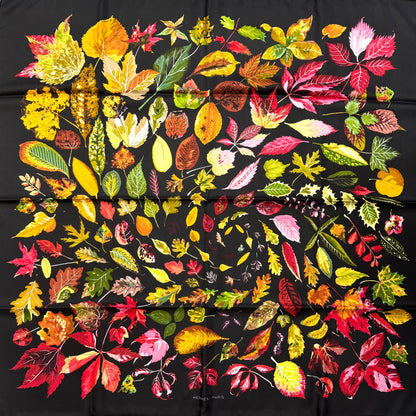 HERMÈS 90 "Whirling Leaves" Silk Scarf [Pre-Owned]