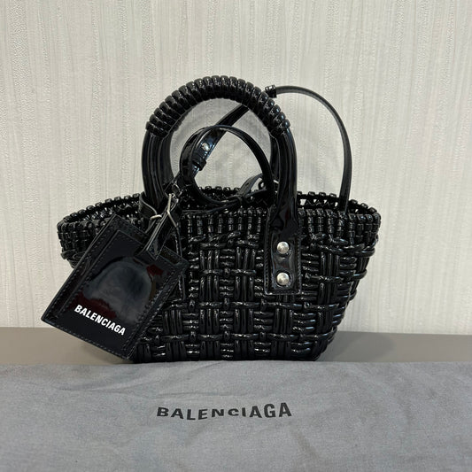 BALENCIAGA Black Woven Tote Bag [Pre-Owned]