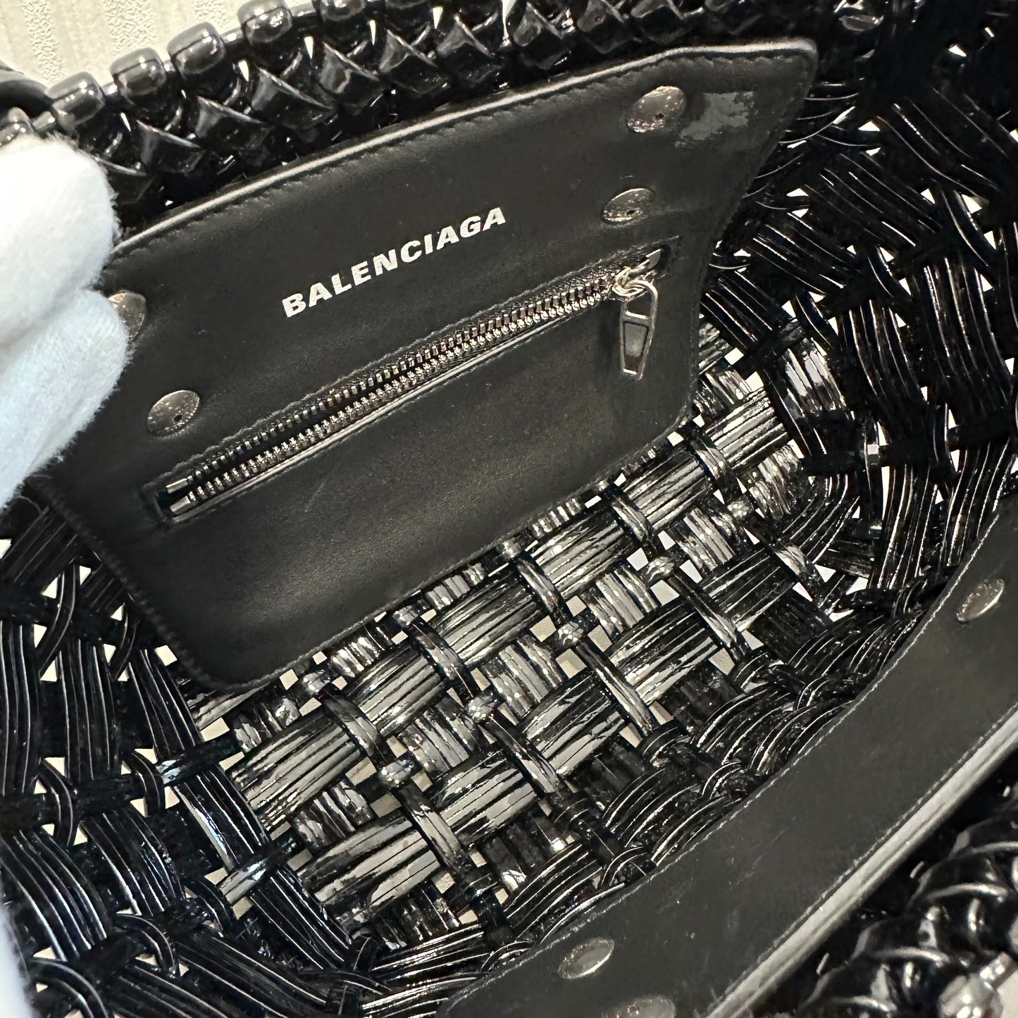 BALENCIAGA Black Woven Tote Bag [Pre-Owned]