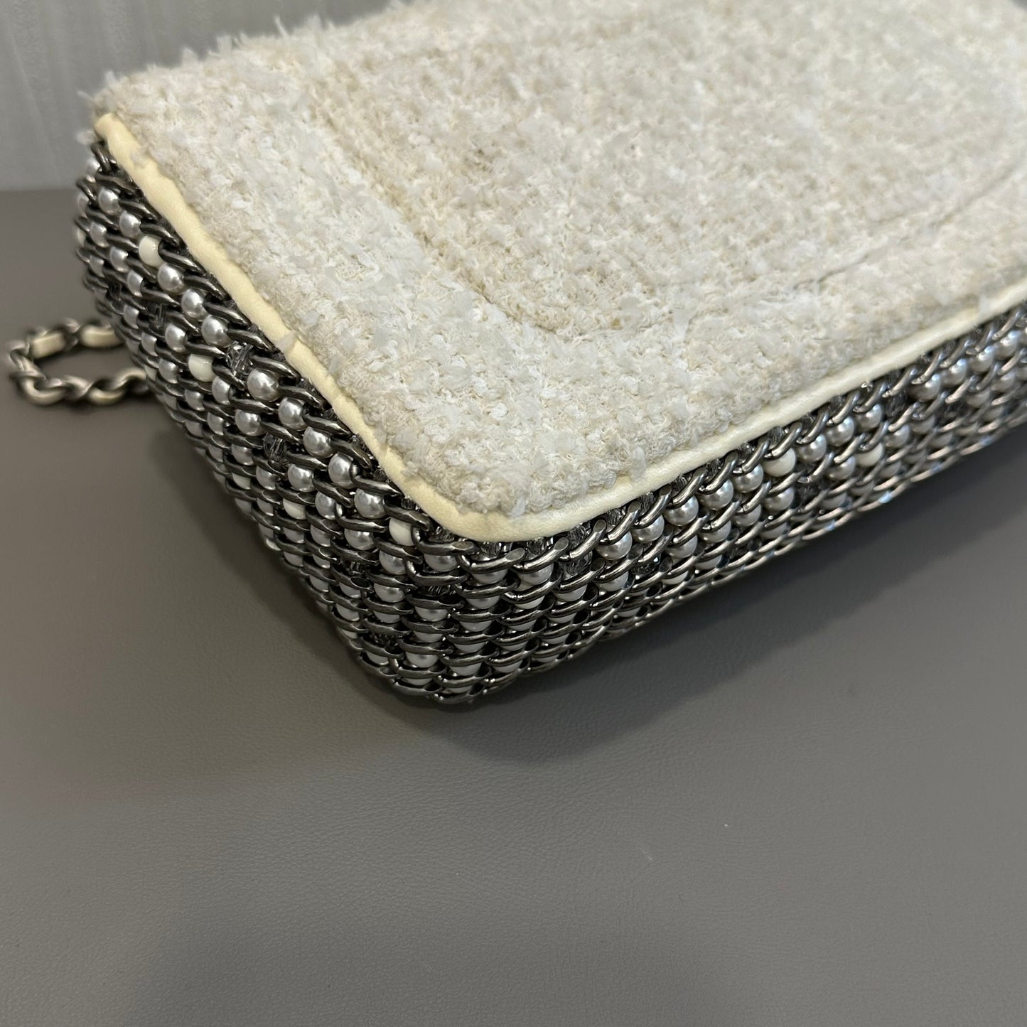 CHANEL Limited Edition White Tweed CF Bag [Pre-Owned]