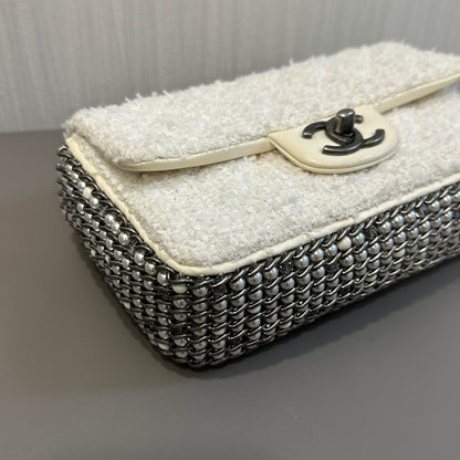 CHANEL Limited Edition White Tweed CF Bag [Pre-Owned]