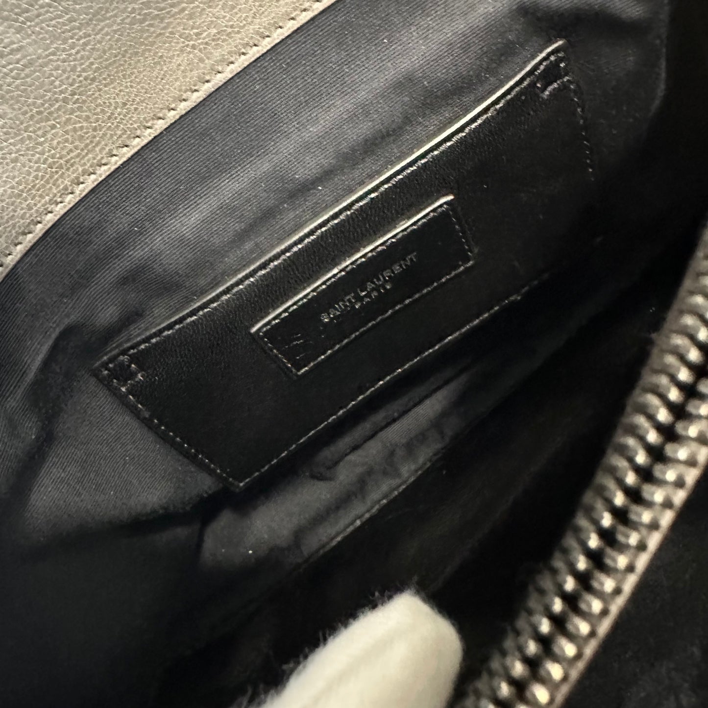 YSL Grey Calfskin Envelope Messenger Bag [Pre-Owned]