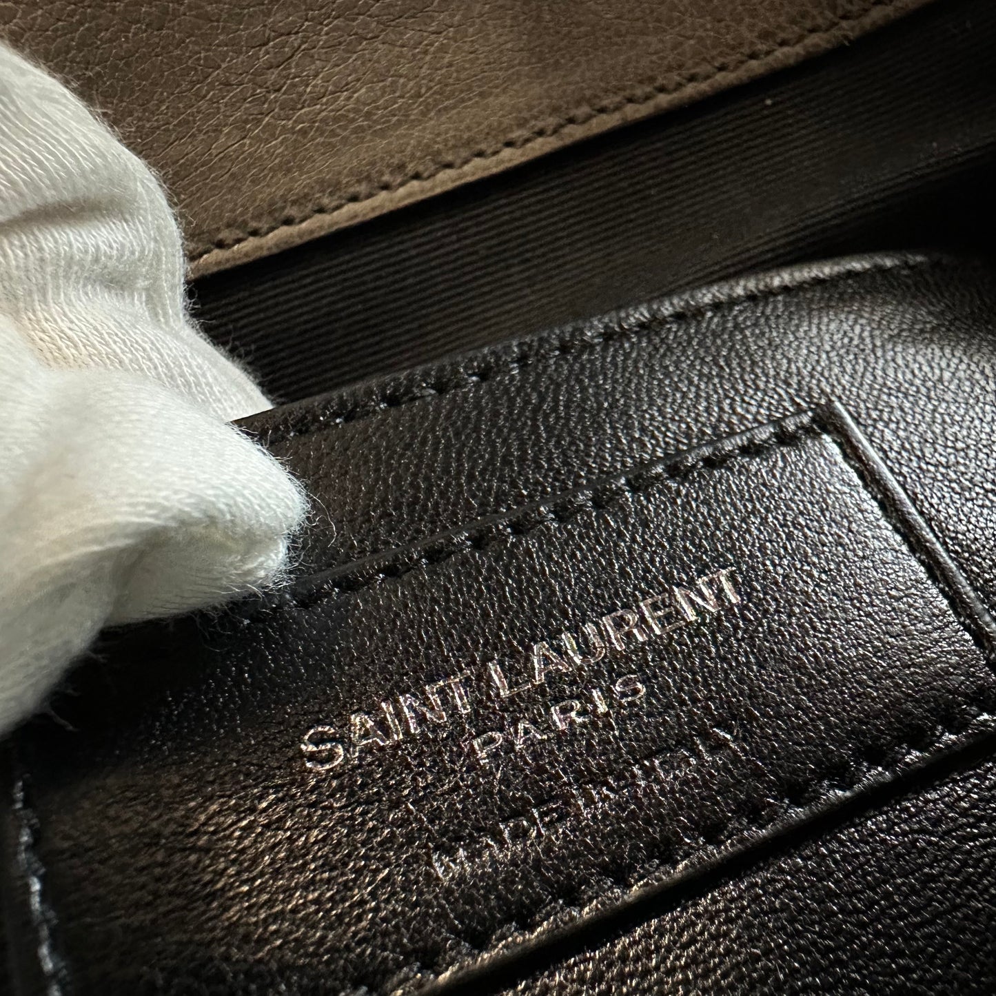 YSL Grey Calfskin Envelope Messenger Bag [Pre-Owned]