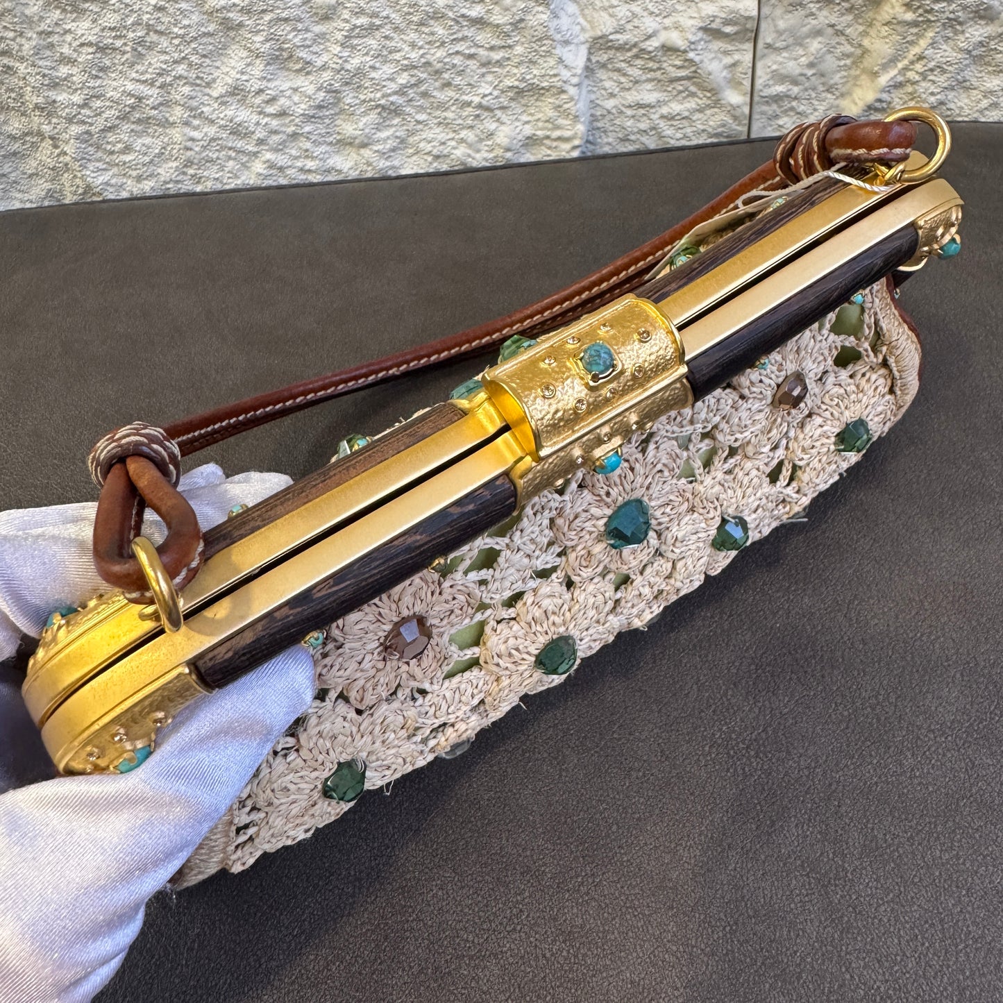 ヴァレンティノ 3Dフローラル織りショルダーハンドルバッグ【中古】