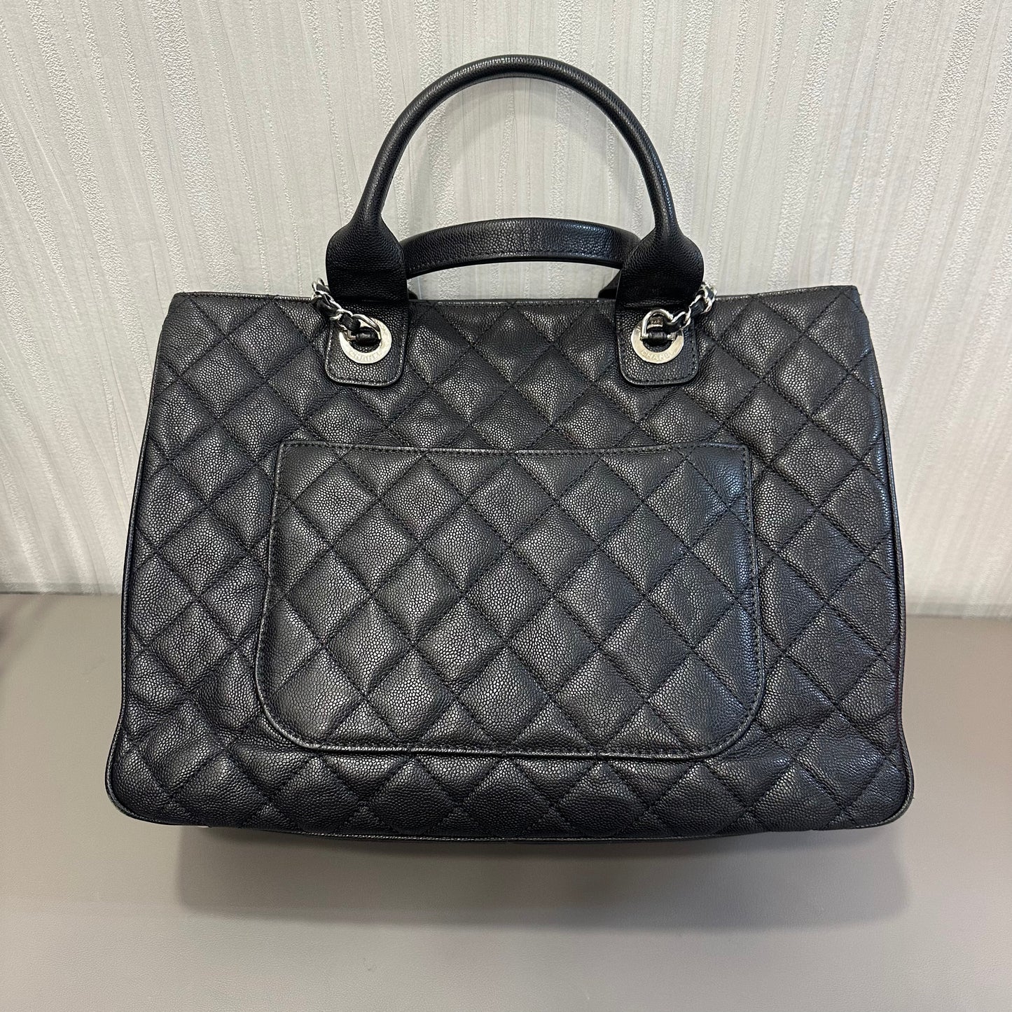 Chanel Black Silver Large Tote Bag [Pre-Owned]