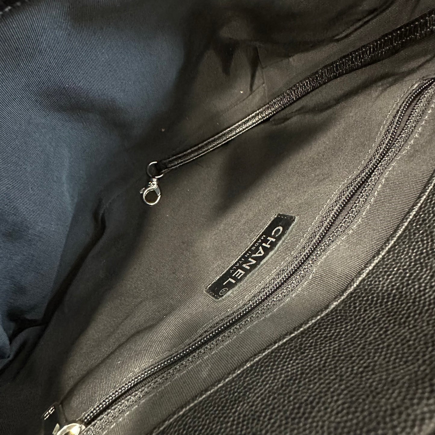 Chanel Black Silver Large Tote Bag [Pre-Owned]