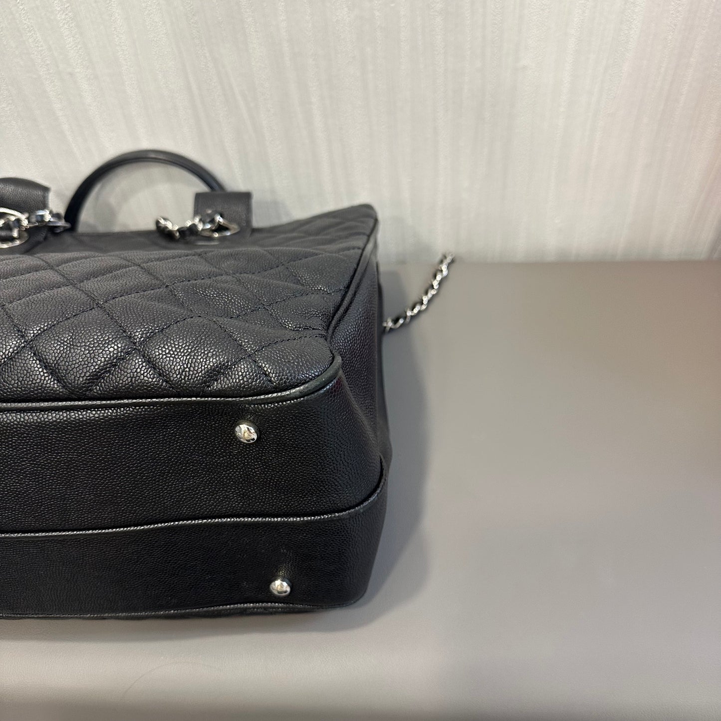 Chanel Black Silver Large Tote Bag [Pre-Owned]