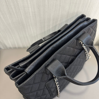 Chanel Black Silver Large Tote Bag [Pre-Owned]