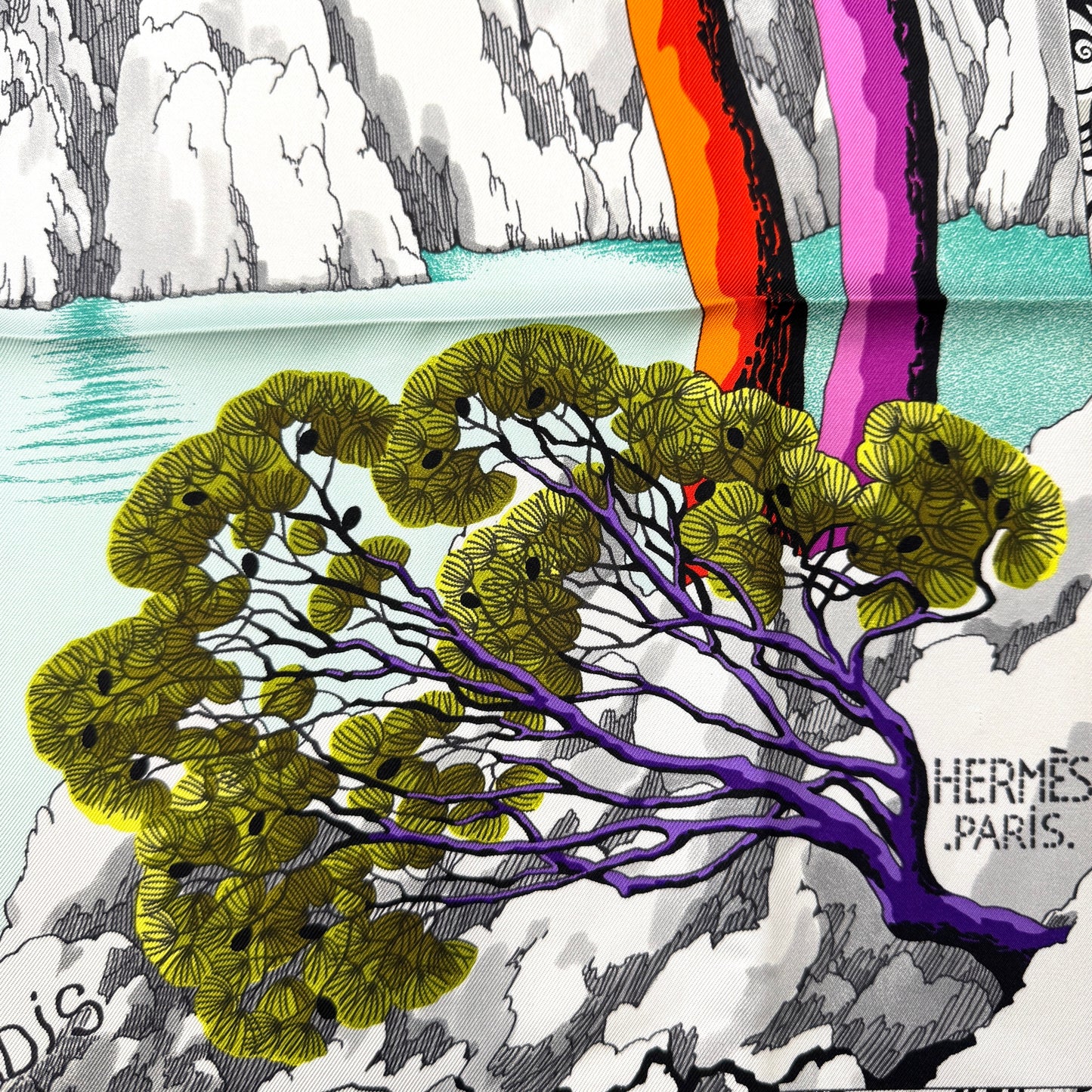 HERMES 90 "Sieste au Paradis" Silk Scarf [Pre-Owned]