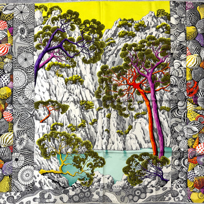 HERMES 90 "Sieste au Paradis" Silk Scarf [Pre-Owned]