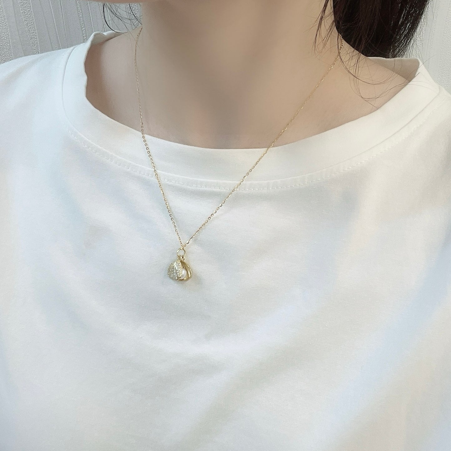 Silver-Gold Plated Akoya Pearl Necklace [Pre-Owned]