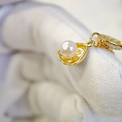 Silver-Gold Plated Akoya Pearl Necklace [Pre-Owned]