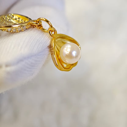 Silver-Gold Plated Akoya Pearl Necklace [Pre-Owned]