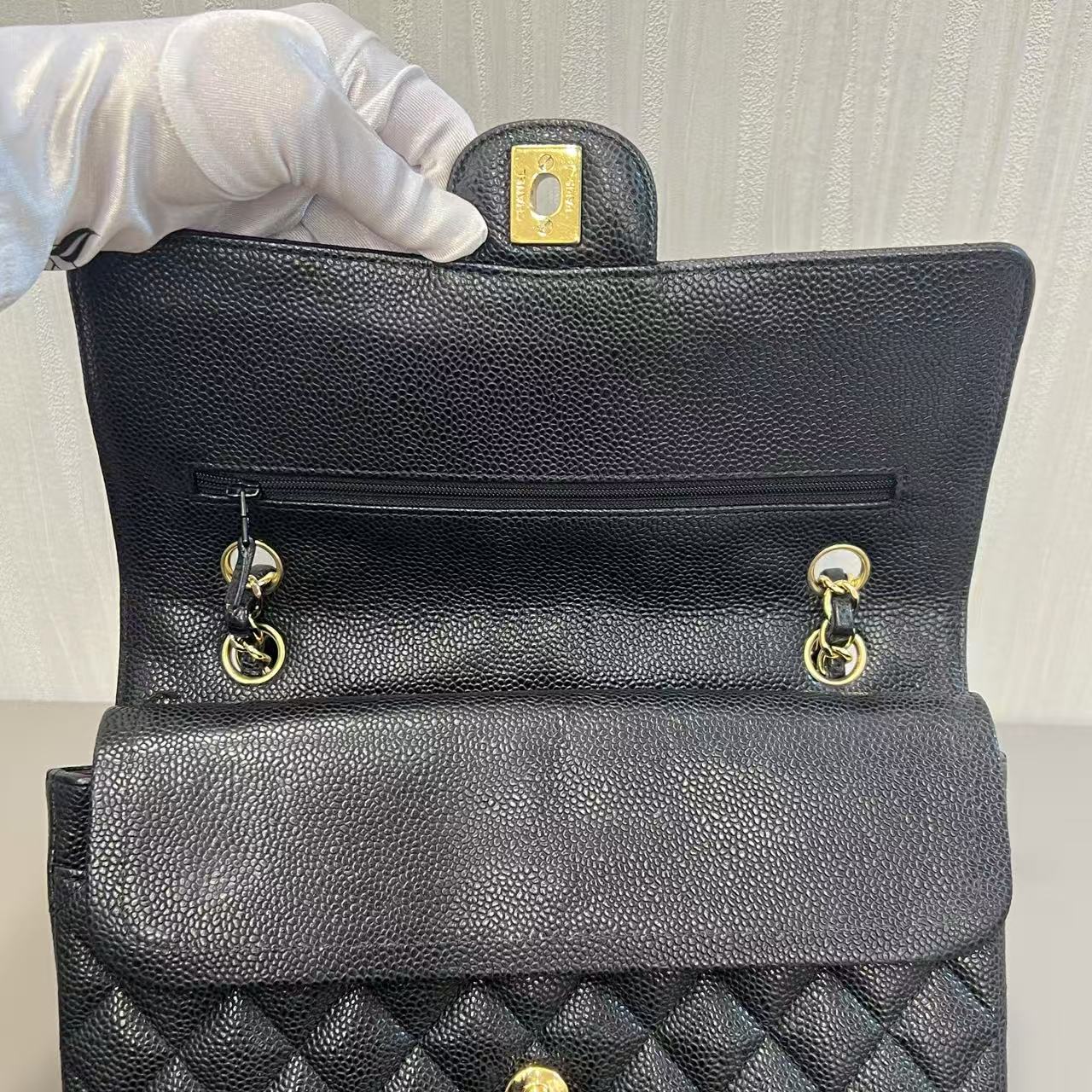CHANEL Caviar Black & Gold Classic Flap [Pre-Owned]