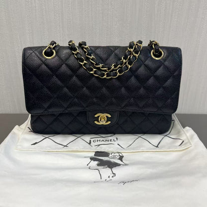 CHANEL Caviar Black & Gold Classic Flap [Pre-Owned]