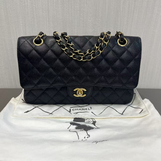 CHANEL Caviar Black & Gold Classic Flap [Pre-Owned]