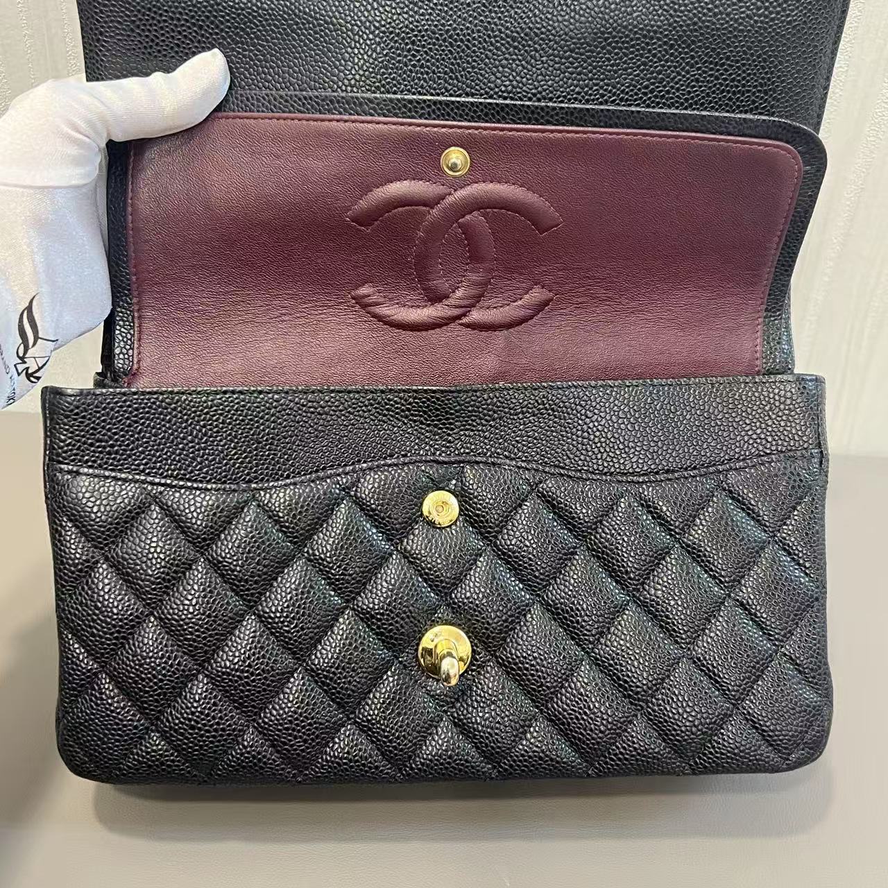 CHANEL Caviar Black & Gold Classic Flap [Pre-Owned]