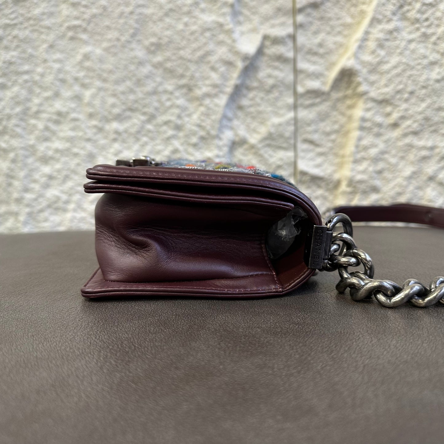 CHANEL Handcrafted Silver Thread Tweed LeBoy Bag [Pre-Owned]
