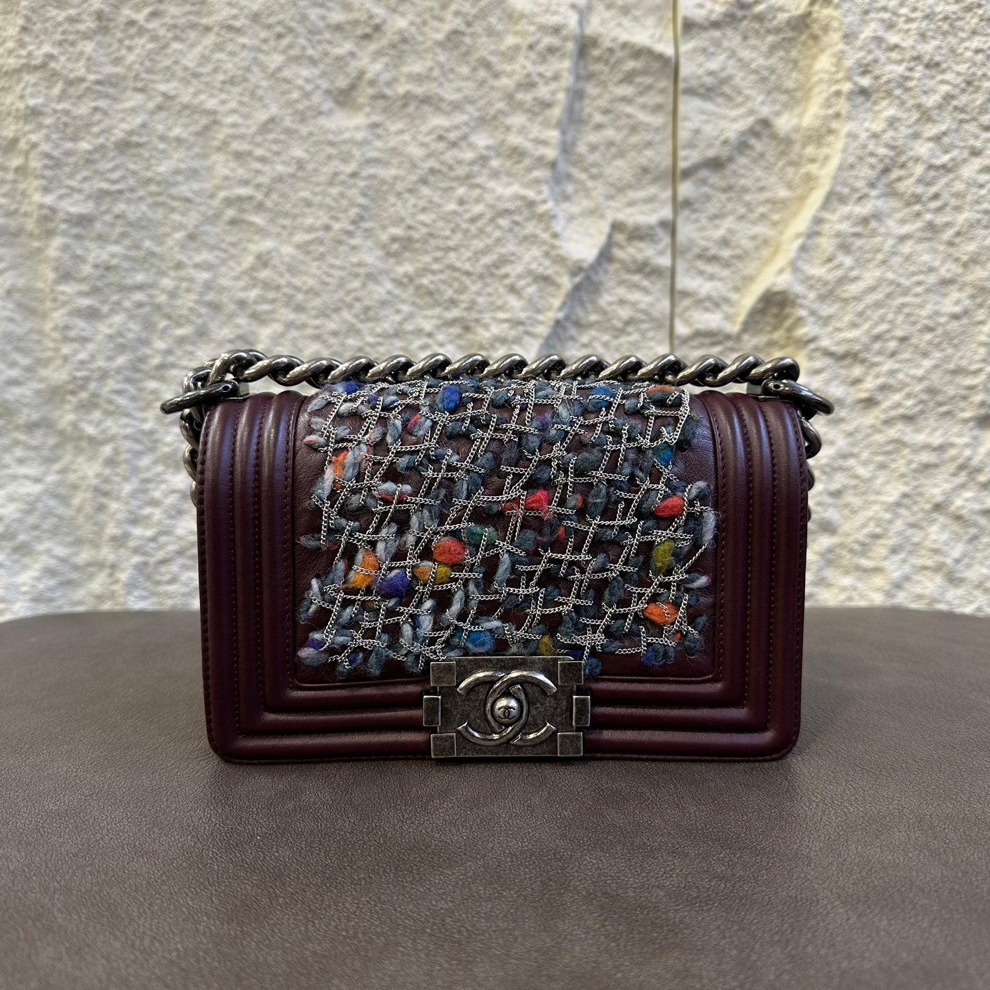 CHANEL Handcrafted Silver Thread Tweed LeBoy Bag [Pre-Owned]