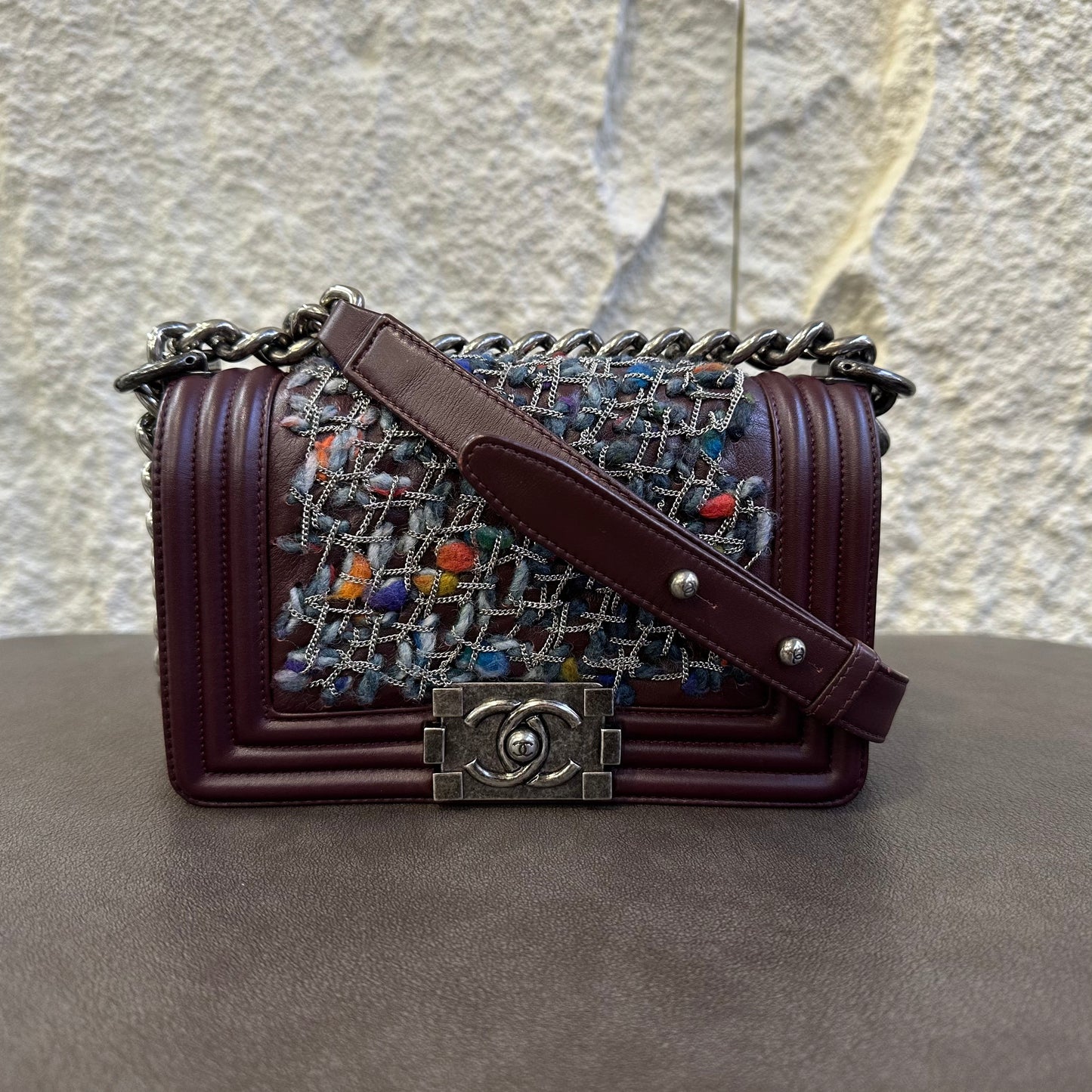 CHANEL Handcrafted Silver Thread Tweed LeBoy Bag [Pre-Owned]