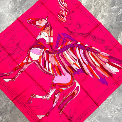 エルメス 90 メカニカルペガサス シルクスカーフ【中古】