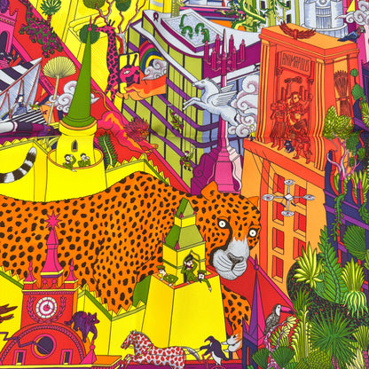 HERMES 90 "Animapolis" Silk Scarf [Pre-Owned]