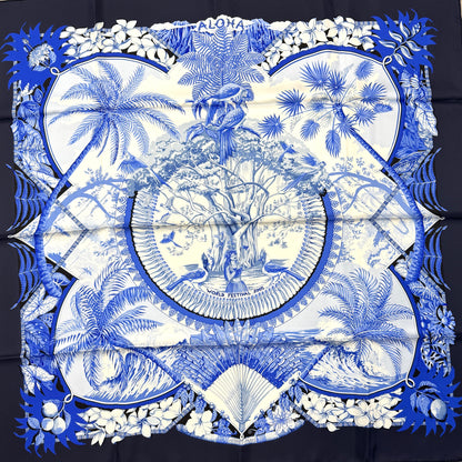 HERMES 90 "Aloha" Silk Scarf [Pre-Owned]