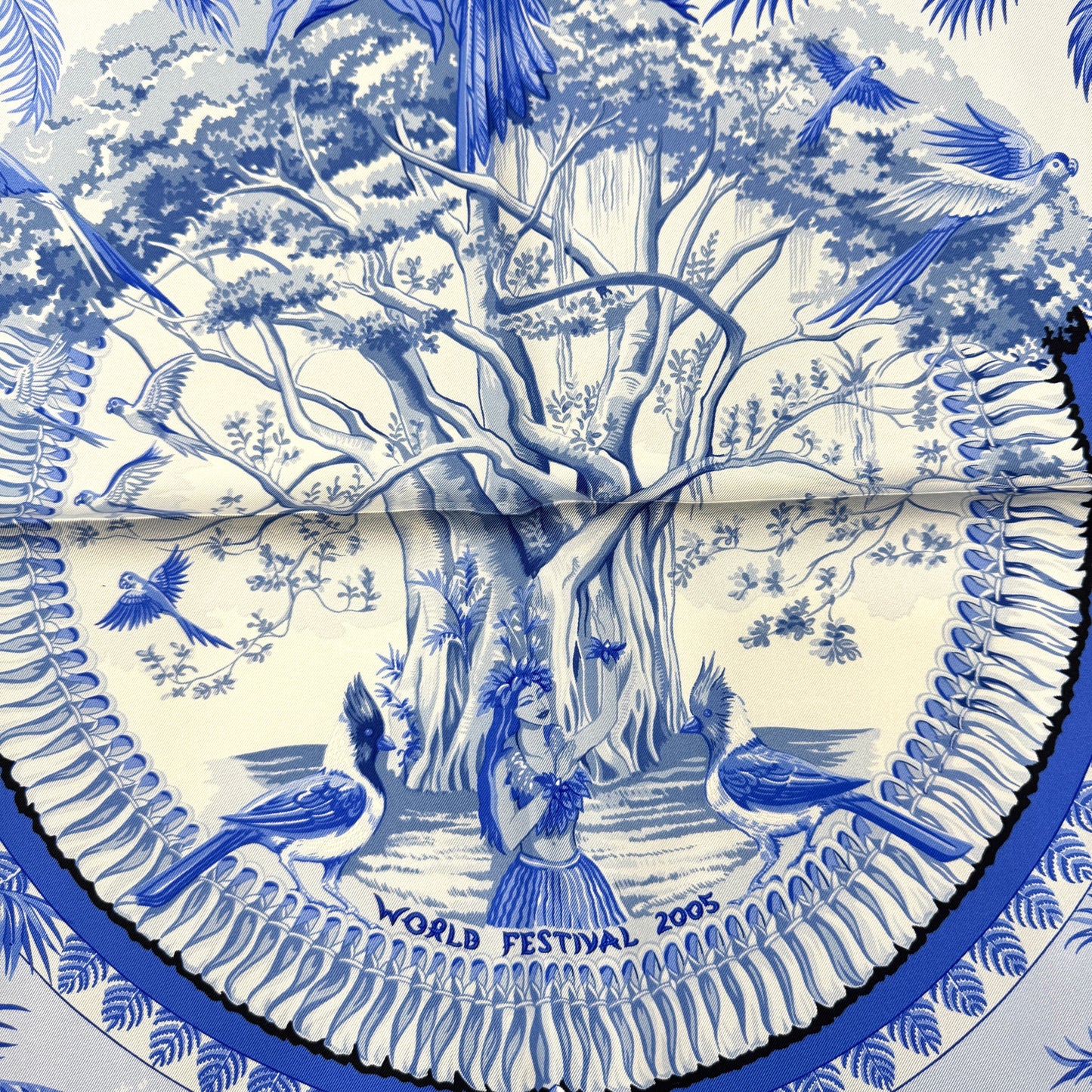 HERMES 90 "Aloha" Silk Scarf [Pre-Owned]