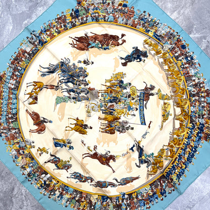 HERMES 90 "Cirque Molier" Silk Scarf [Pre-Owned]