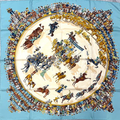HERMES 90 "Cirque Molier" Silk Scarf [Pre-Owned]