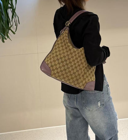 Gucci GG Supreme Canvas Leather Trim Handbag [Pre-Owned]
