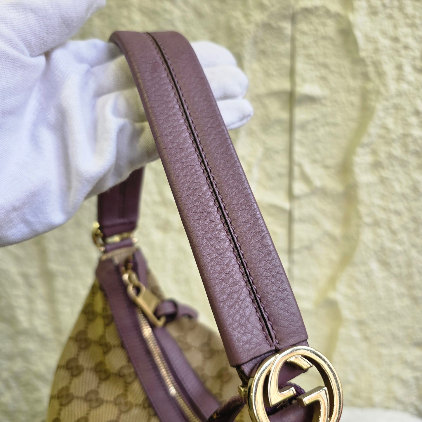 Gucci GG Supreme Canvas Leather Trim Handbag [Pre-Owned]