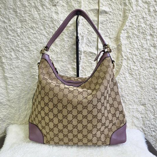 Gucci GG Supreme Canvas Leather Trim Handbag [Pre-Owned]