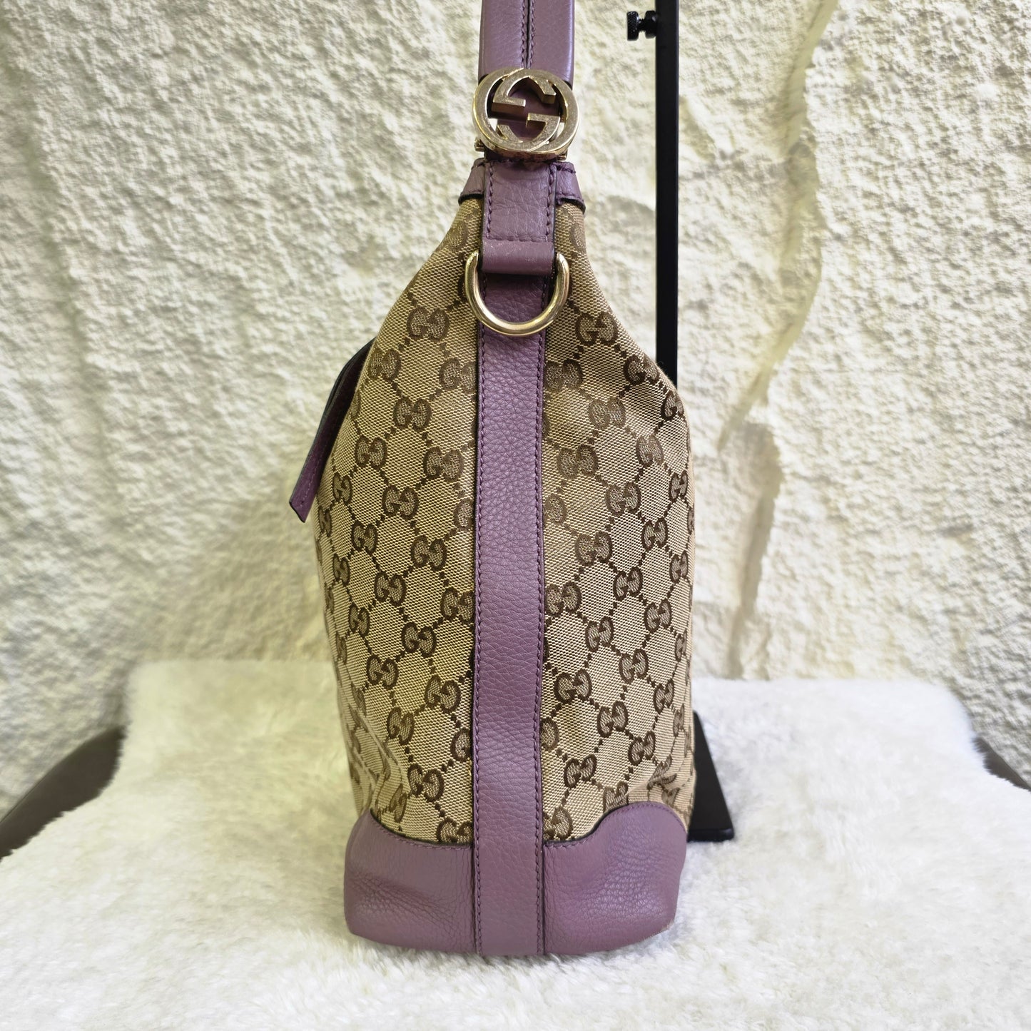 Gucci GG Supreme Canvas Leather Trim Handbag [Pre-Owned]